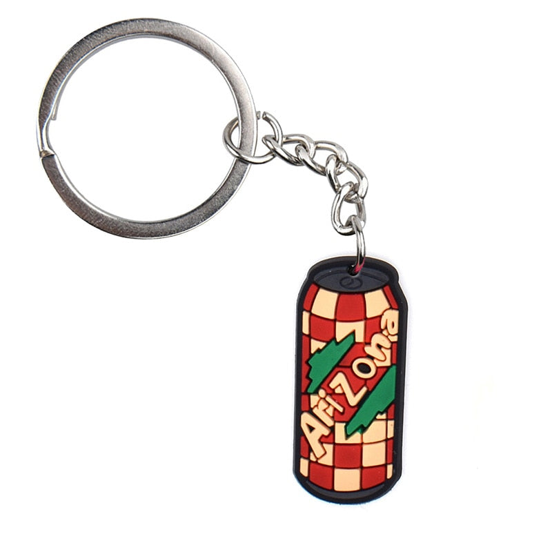 Sweet Tea Can Keychain Cartoon Creative Gift Key Holder Keyring Anime Souvenir