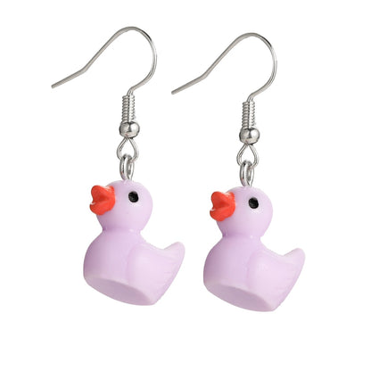 Cute Purple Ducky Drop Earrings Fashion Women Summer Party Jewelry Girls Gifts