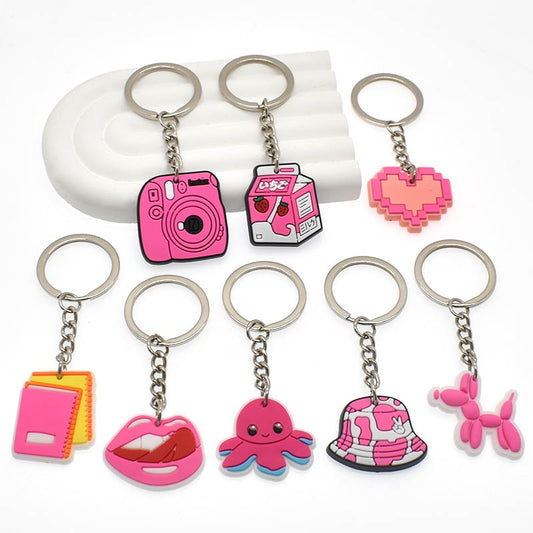 11 Styles PVC Pink Series Keychain Keyring Cute Key Chain Keychains Bag Car