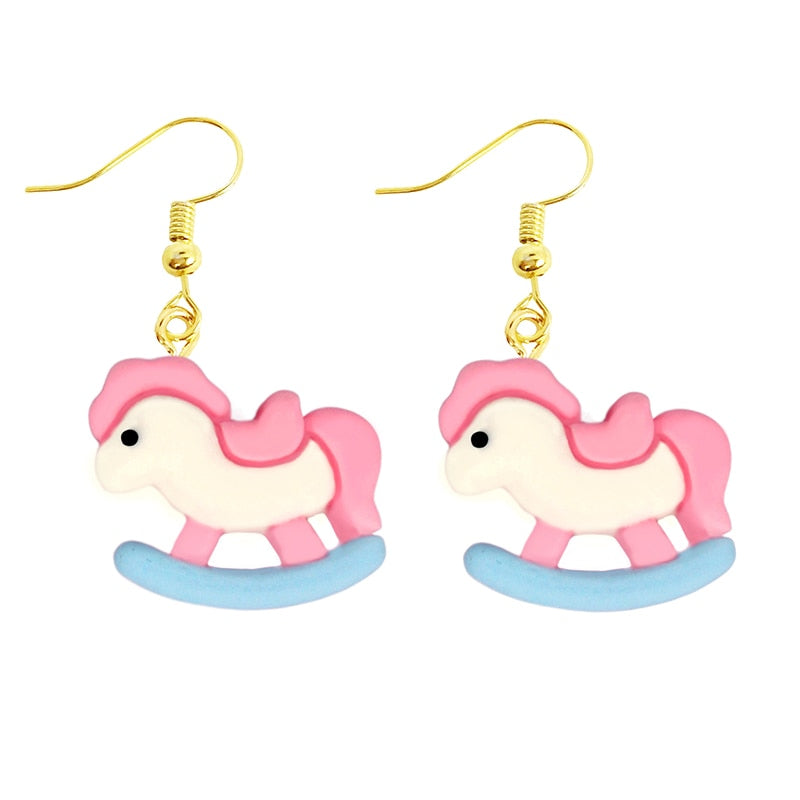 Creative Funny Design Unicorn Drop Earrings Women Creativity Jewelry Cute