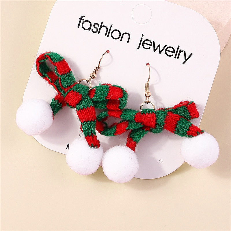 Red Green Scarf Bow Dangle Drop Earrings Women Charms Earring Fashion Creative