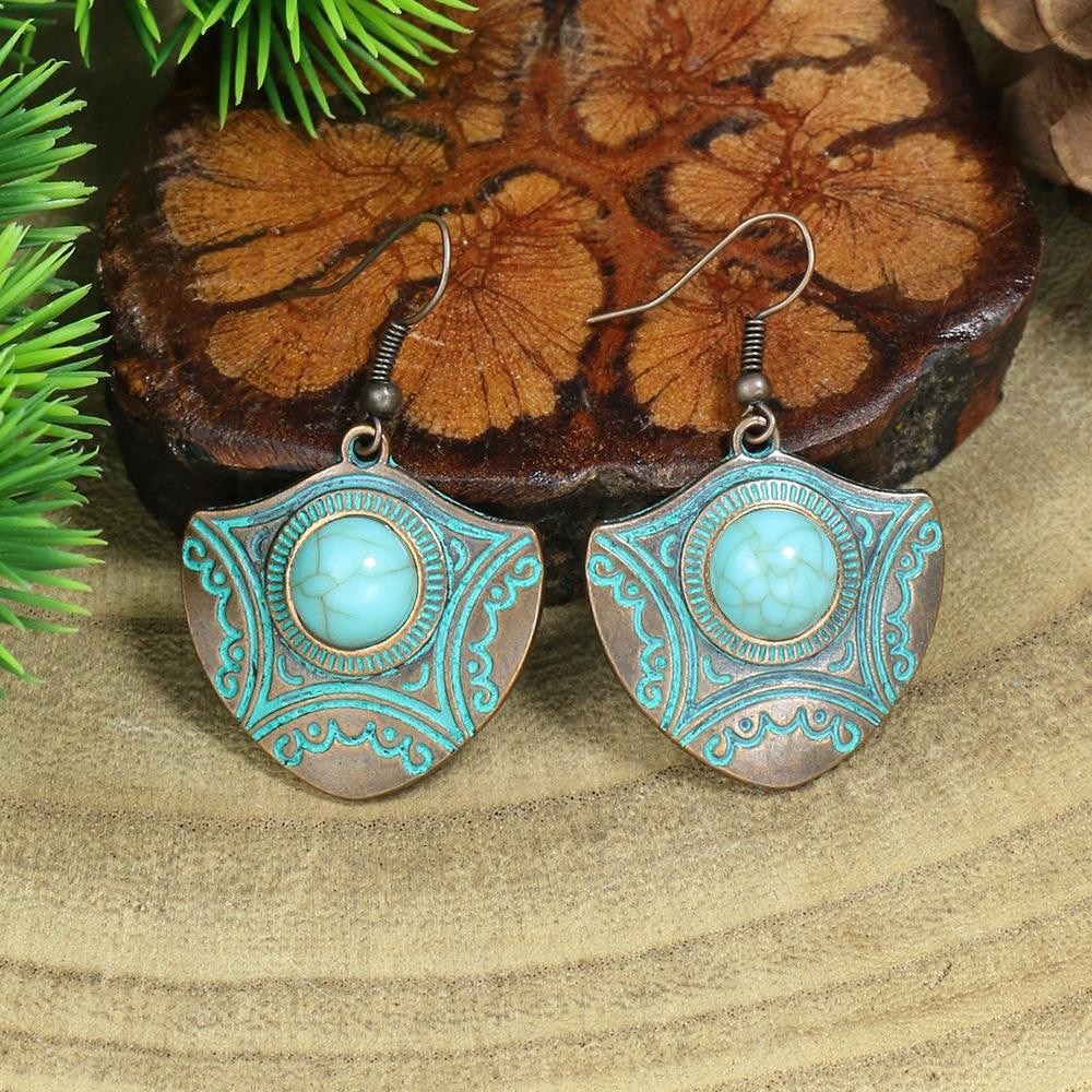 15 Styles Blue Vintage Geometric Boho Fringed Big Ethnic Dangle Earrings Women