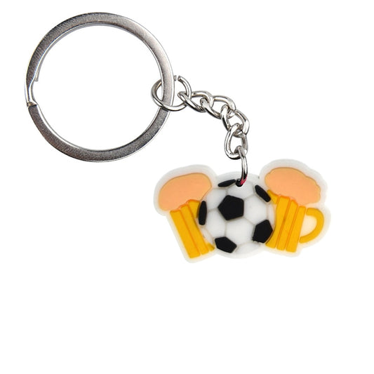 Beer Mugs And Soccer Football Keychain Party Gift Cute Keyring Cartoon DIY