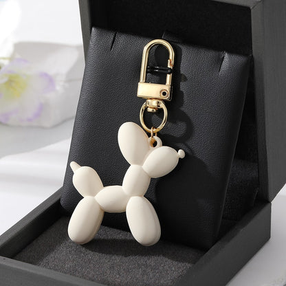 Ivory Resin Cartoon Balloon Dog Animal Keychains Key Ring For Women Men Simple