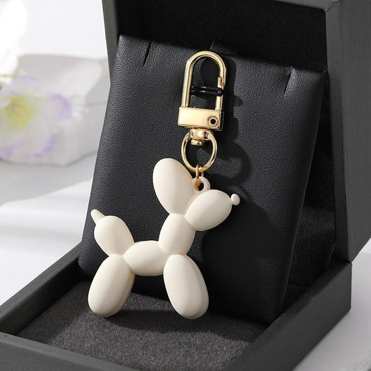 Ivory Resin Cartoon Balloon Dog Animal Keychains Key Ring For Women Men Simple