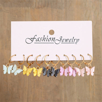 5 Color Pairs Butterfly Dangle Earrings for Girls Women Birthday Gift Lovely