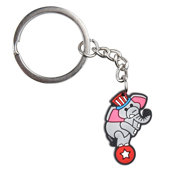 Circus Show Elephant Keyring Cartoon Keychains Souvenir Jewelry Bag Pendant Gift