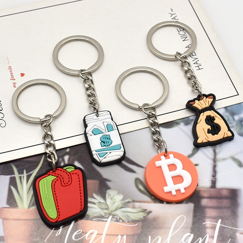 11 Styles Currency Dollar Bag Keychain Key Ring Calculator Dollar Money Tree