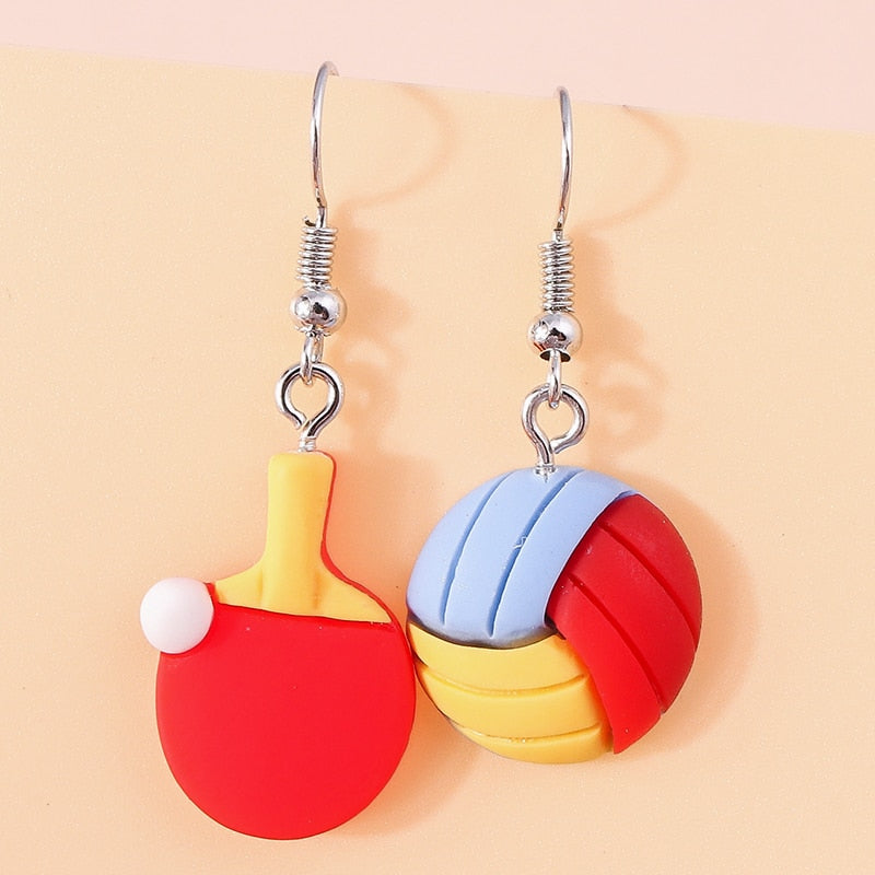 Table Tennis Dangle Earrings Women Charms Earring Fashion Creative Jewelry