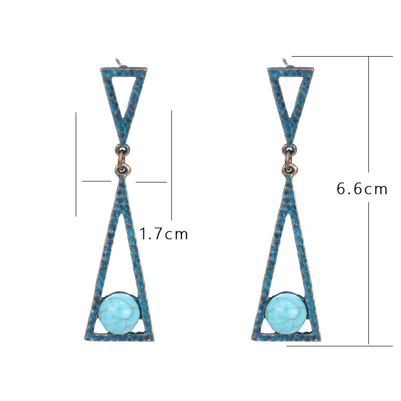 Blue Triangle Dangle Earrings Women Party Wedding Jewelry Dangle Gifts Earrings