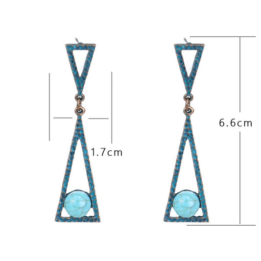 Blue Triangle Dangle Earrings Women Party Wedding Jewelry Dangle Gifts Earrings