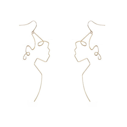 Retro Abstract Curly Hair Face Drop Earrings Women Travel Fashion Cartoon