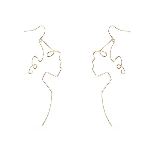 Retro Abstract Curly Hair Face Drop Earrings Women Travel Fashion Cartoon