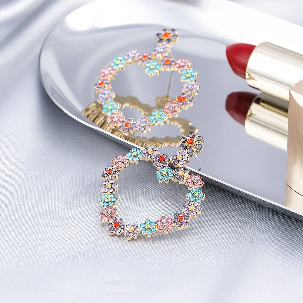 Colorful Floral Style heart Lady Cute Dangle Earrings for Women Jewelry Girls