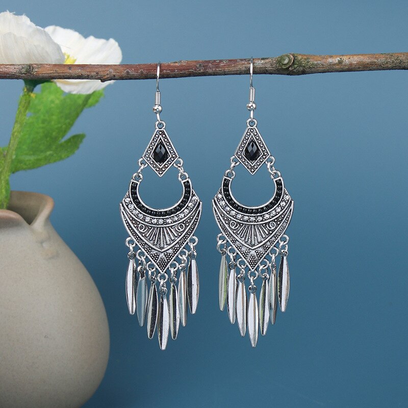 15 Styles Big Vintage Ethnic Tassel Flower Dangling Drop Earrings Female Fashion