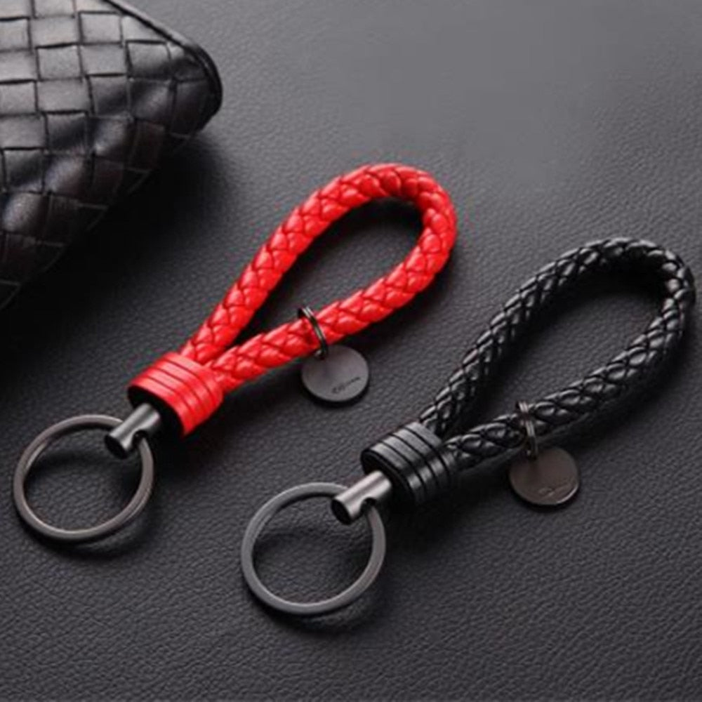 39 Styles PU Leather Braided Woven Rope Keychain DIY Bag Pendant Key Chain