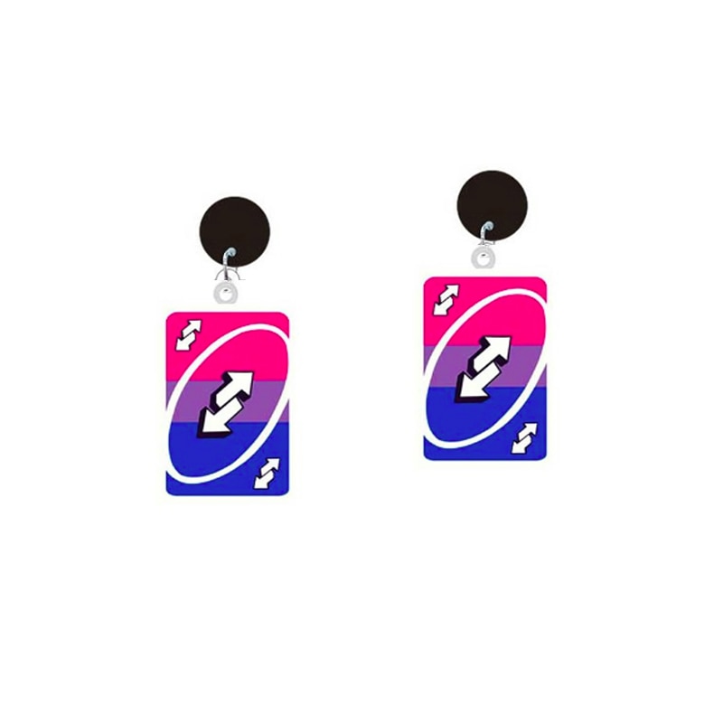 Reverse Color Card Uno Game Drop Earrings Hip Hop Women Party Gift Jewelry Ear