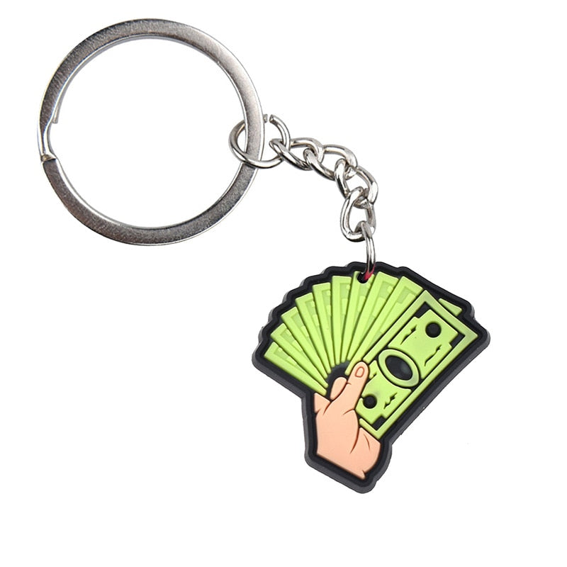 Green Dollar Design Keychain Currency Key Ring Calculator Dollar Money Tree