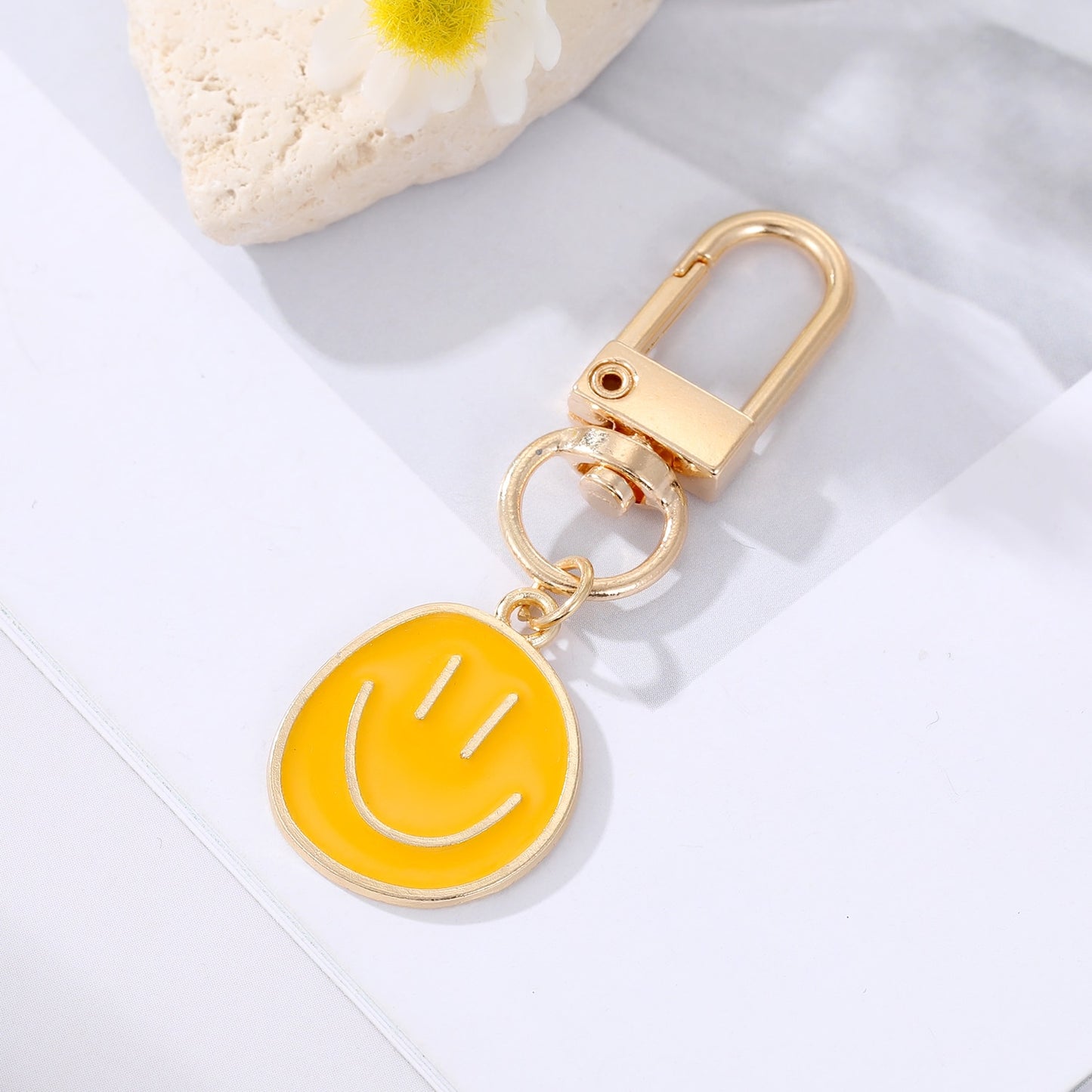 7 Styles Round Smile Face Keychain Key Ring For Women Gift Fashion Cartoon Bag