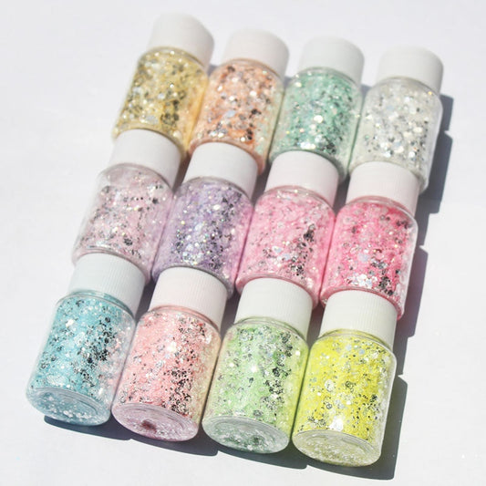 27 Styles Mirror Silver Nail Art Mermaid Glitter Hexagon Paillette Sequins