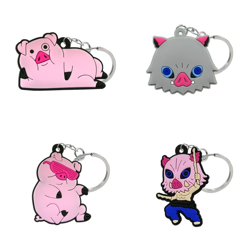 14 Styles Anime Keychain Cute Pigs Lovely Pink Animal Keyring Kids Toys Gadget