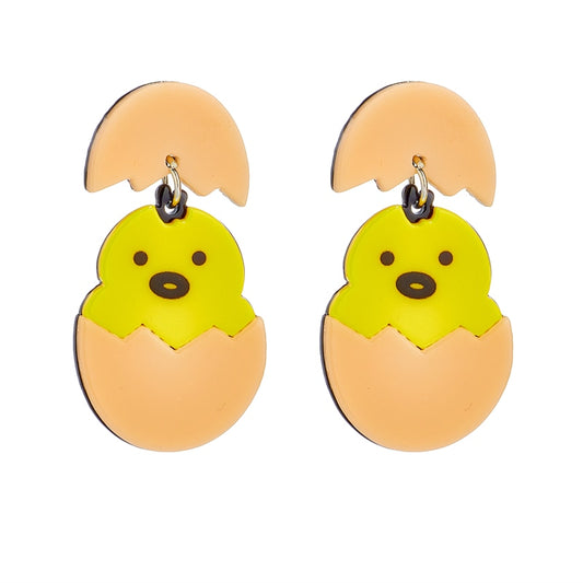 Chick and Egg Drop Earrings Women Travel Fashion Cartoon Earrings Creative