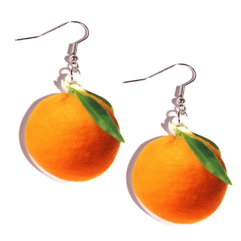 Orange Citrus Fruit Drop Earrings Women Creativity Jewelry Cute Earring Girls