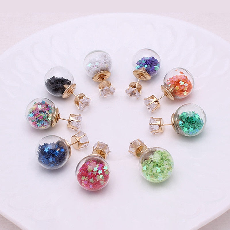 Glitter Ball Stars Fashion Earrings Women Girls Stud Earrings Wedding Jewelry