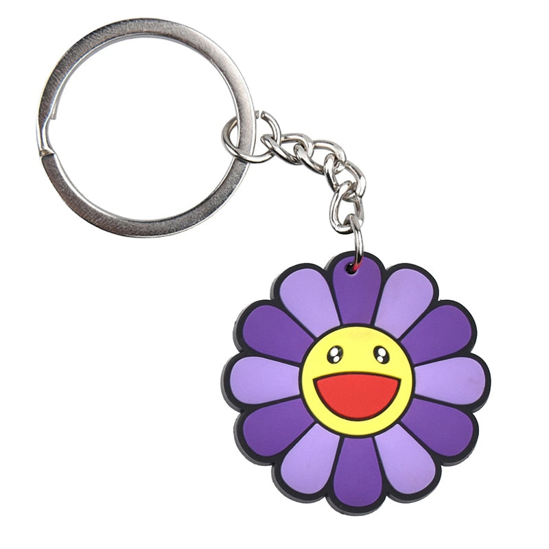 15 Styles PVC Rubber Colorful Cute Flower Sunflower Keychain Fashion Cartoon