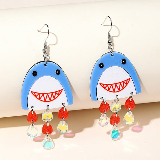 Shark Head Drop Earrings Women Travel Fashion Cartoon Earrings Creative Jewelry