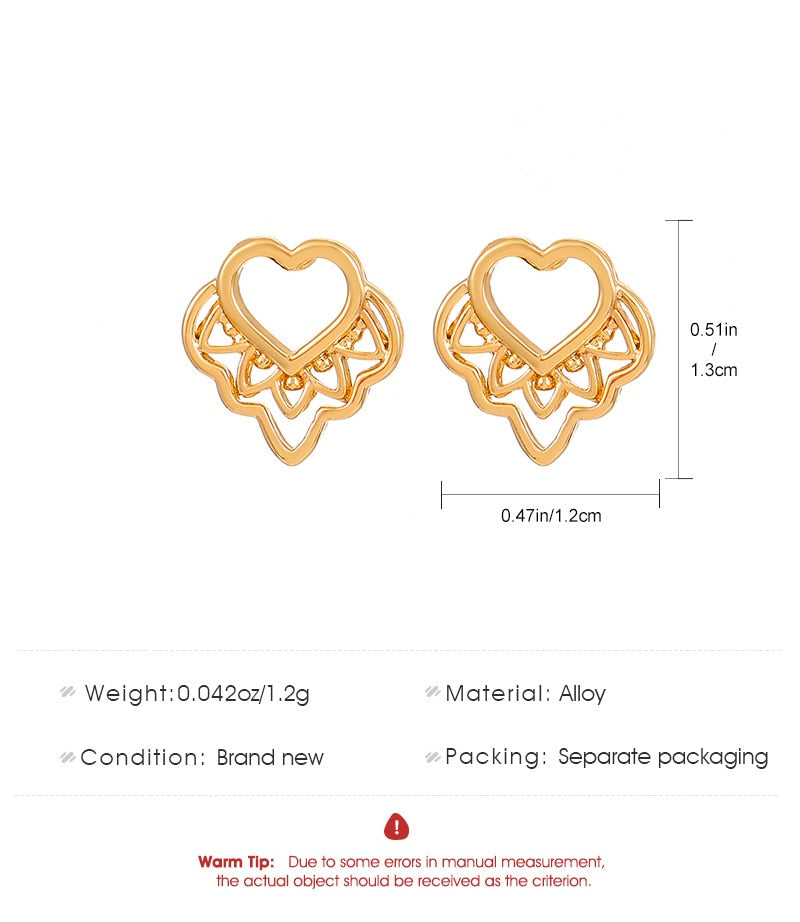 Hollow Out Heart Stud Earrings Fashion Women Summer Party Jewelry Girls Gifts