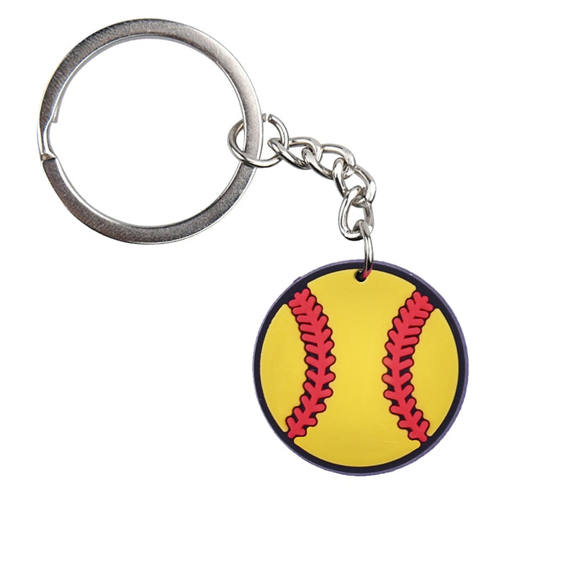 34 Styles Basketball Tennis Baseball Softball Keychain PVC Sports Pendant Key