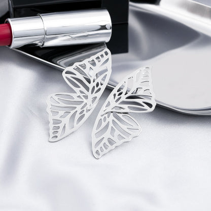 Metallic Hollow Out Wings Drop Earrings Women Girl Fashion Trendy Jewelry