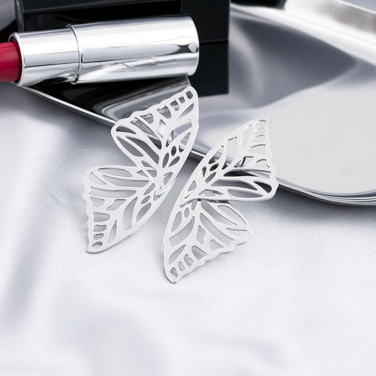 Metallic Hollow Out Wings Drop Earrings Women Girl Fashion Trendy Jewelry