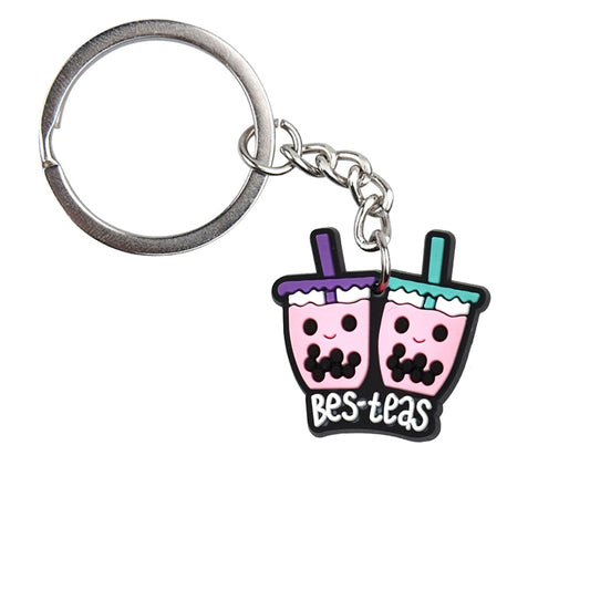 Besties Bubble Tea Keychain Cartoon Key Holder Car handbag Keyring Gift Pendant