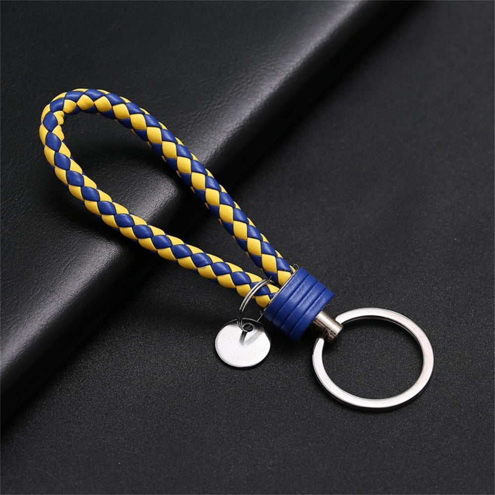 39 Styles PU Leather Braided Woven Rope Keychain DIY Bag Pendant Key Chain