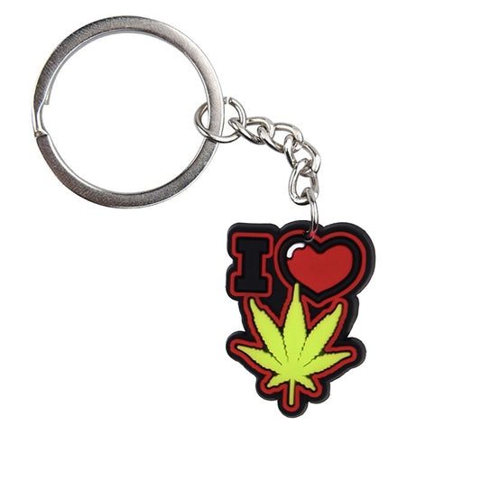 I Love Leaf Keychain Cartoon Creative Gift Key Holder Keyring Anime Souvenir