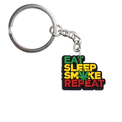 Rasta Quote Green Leaf Keychain Cartoon Creative Gift Key Holder Keyring Anime