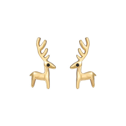Deer Animal Stud Earrings Women Cubic Zirconia Earings Gift Jewelry