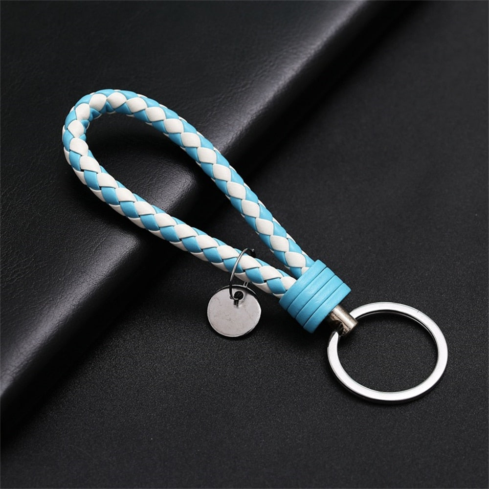 39 Styles PU Leather Braided Woven Rope Keychain DIY Bag Pendant Key Chain