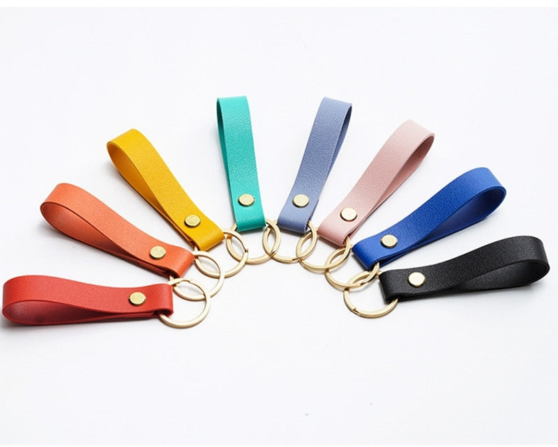 16 Colors PU Leather Waist Wallet Finger Strap Keychain Cute Key Holder Cartoon