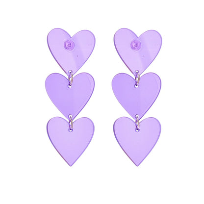 Violet Hearts Drop Earrings Hip Hop Art Women Party Jewelry Ear Fashion Pendant