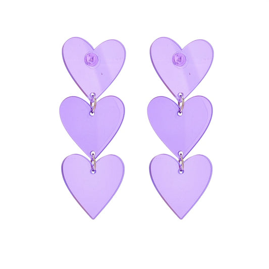 Violet Hearts Drop Earrings Hip Hop Art Women Party Jewelry Ear Fashion Pendant