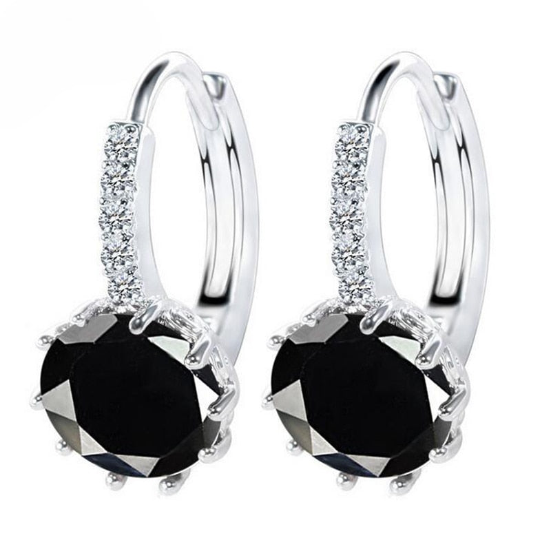 Black Rhinestone Ear Buckle Ear Studs Earrings Female Fashion Earrings Jewelry
