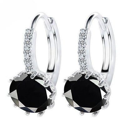 Black Rhinestone Ear Buckle Ear Studs Earrings Female Fashion Earrings Jewelry