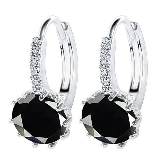 Black Rhinestone Ear Buckle Ear Studs Earrings Female Fashion Earrings Jewelry
