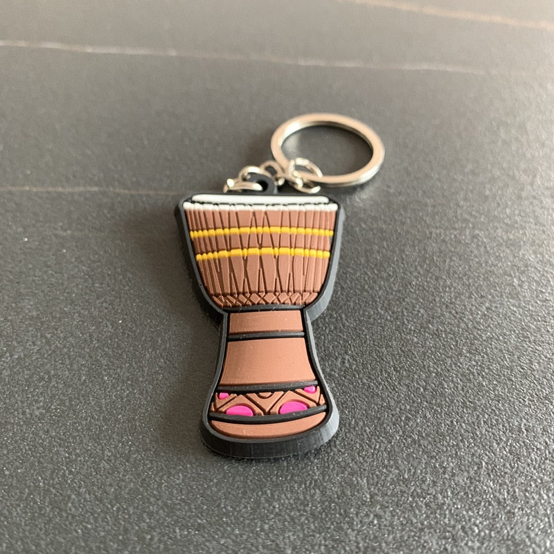 African Drum Musical Instrument Silicone Pvc Soft Keychain Cartoon Small Gift