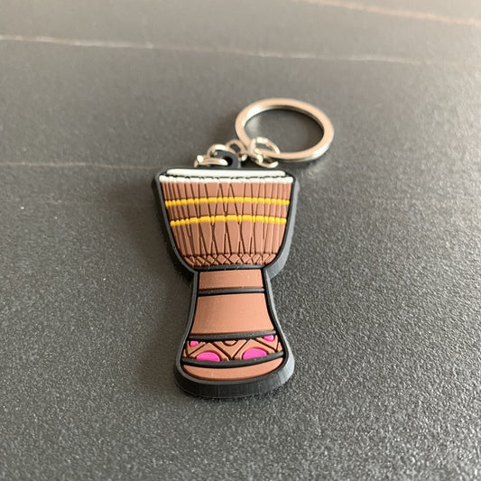 African Drum Musical Instrument Silicone Pvc Soft Keychain Cartoon Small Gift