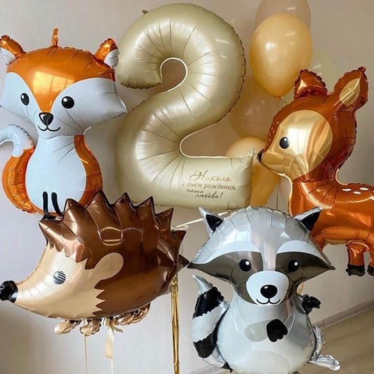 59 Styles Jungle Deer Bear Foil Balloons 40inch Caramel Brown Number Balls Baby