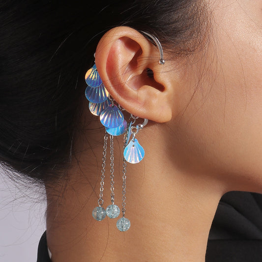 1Pc Blue Shell Ear Wrap Earring Trendy Women Fashion Earrings Jewelry Gift